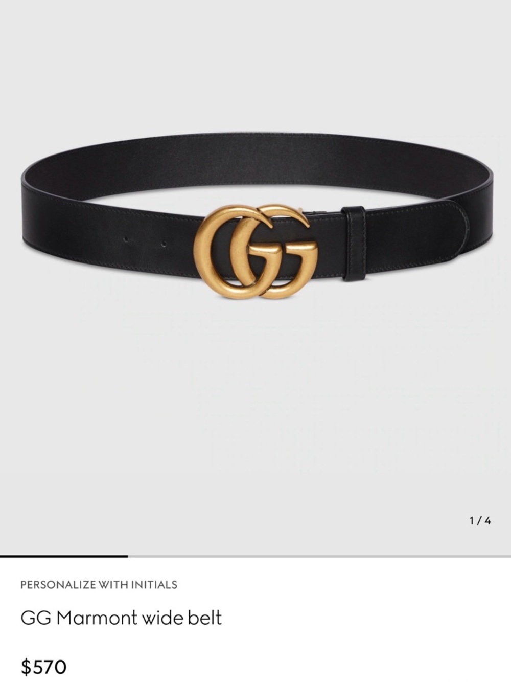 Gucci Black Leather Belt with Antique Gold Double G Buckle